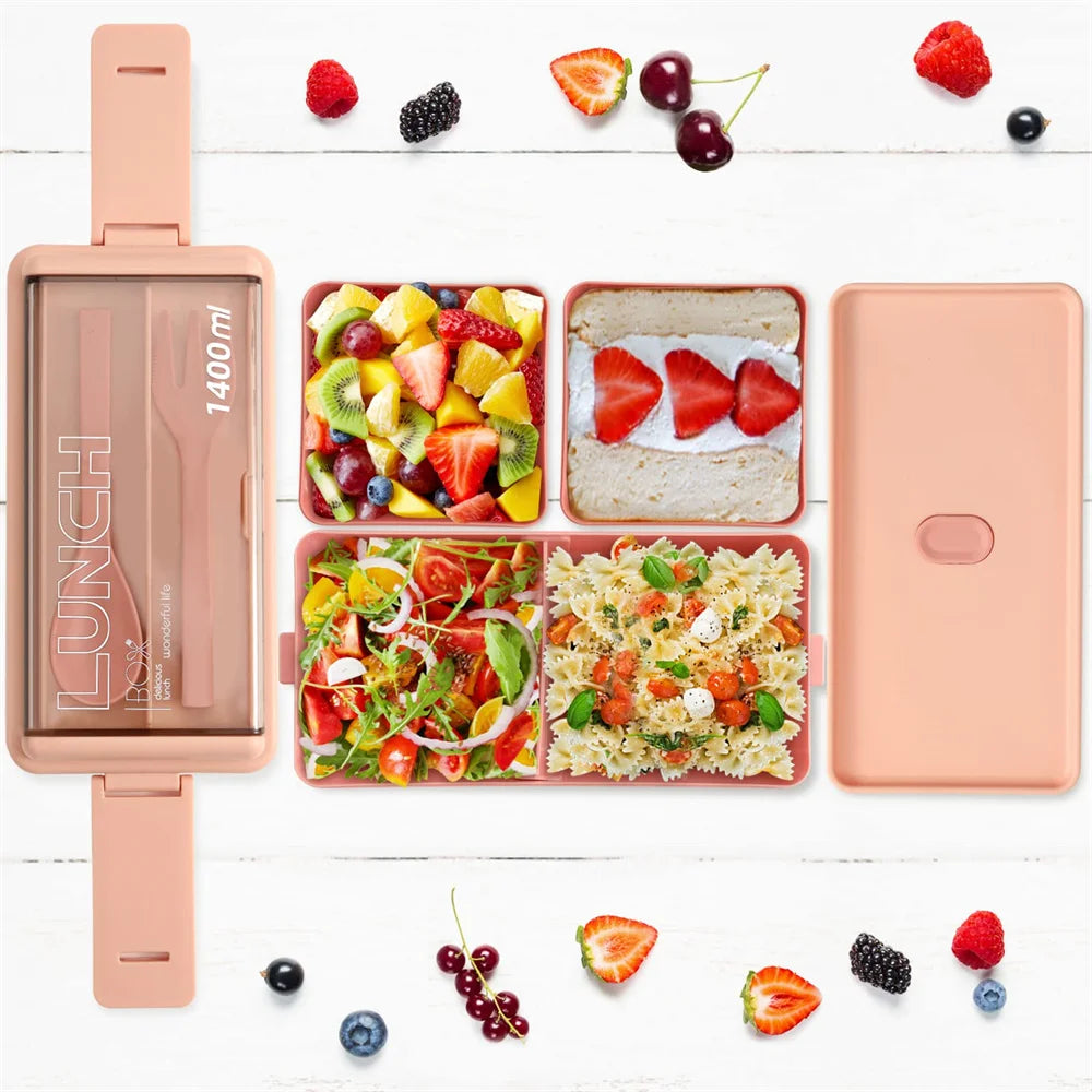 1400ml Double Layer Bento Box | Microwave Safe Food Storage – Lunch at Work, Kids' Meals