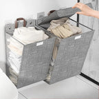 Foldable Adhesive Laundry Basket | Wall-Mounted Organizer – Space-Saving, Home