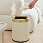 Luxury Oval Trash Can | Press-Top Waste Bin with Dual Inner Bucket – Kitchen, Home