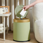 Luxury Oval Trash Can | Press-Top Waste Bin with Dual Inner Bucket – Kitchen, Home