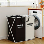 Multi-Section Laundry Hamper | Foldable Clothes Basket – Space-Saving, Home Organization