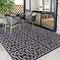 Reversible Outdoor Rug | Black & Grey Modern Patio Mat – Garden, Patio