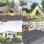 Reversible Outdoor Rug | Black & Grey Modern Patio Mat – Garden, Patio