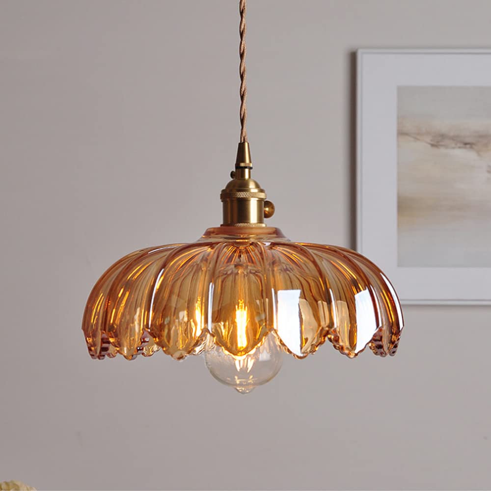 Vintage Flower Pendant Lamp | Coloured Glass – Home Decor, Gift