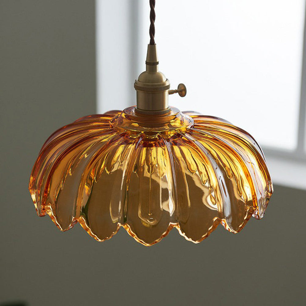 Vintage Flower Pendant Lamp | Coloured Glass – Home Decor, Gift
