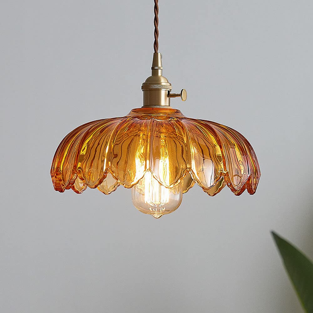 Vintage Flower Pendant Lamp | Coloured Glass – Home Decor, Gift