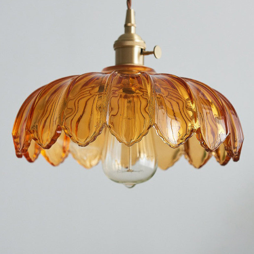 Vintage Flower Pendant Lamp | Coloured Glass – Home Decor, Gift