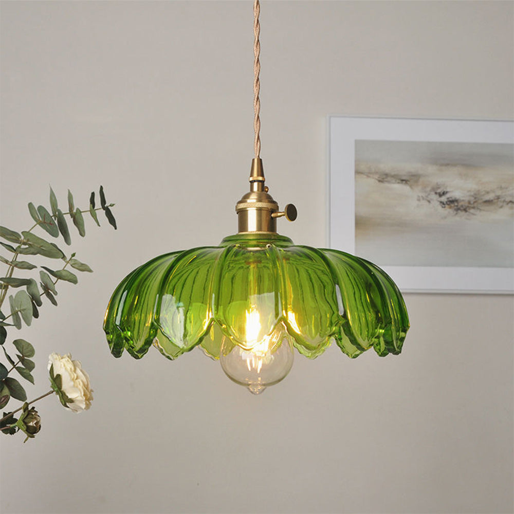 Vintage Flower Pendant Lamp | Coloured Glass – Home Decor, Gift