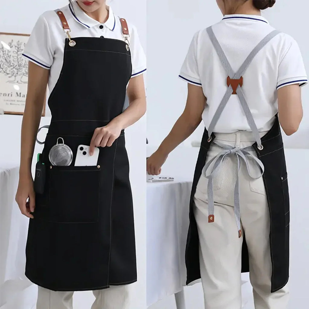 Waterproof Canvas Apron with Pockets | Split Skirt Design – Cooking, Crafting